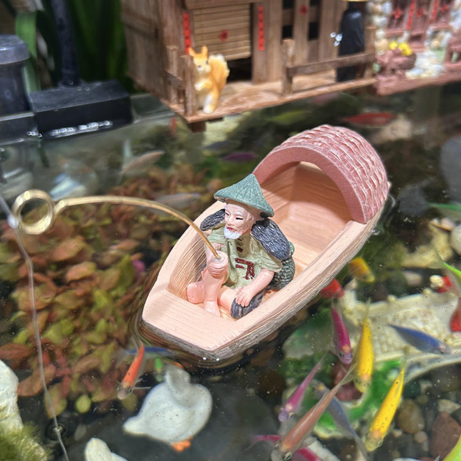 Aquarium Fish Only - Żywiczna ozdoba w kształcie pływającej łodzi